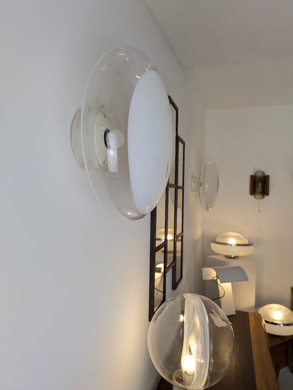 Pair of opaline and Pulegosso Murano glass table lamp, Italy, 1980 - Image 20
