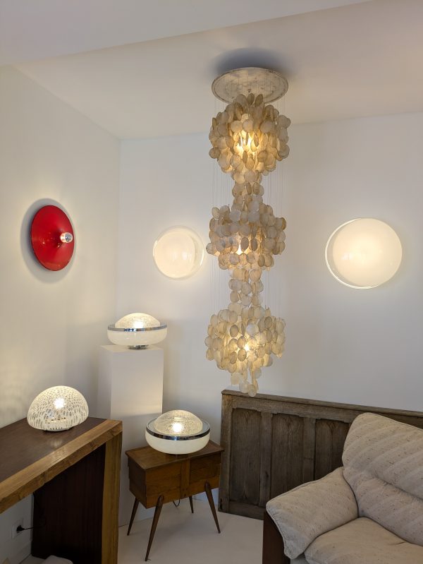 Pair of opaline and Pulegosso Murano glass table lamp, Italy, 1980 - Image 17