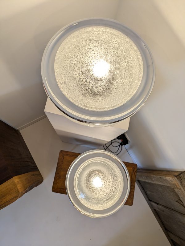 Pair of opaline and Pulegosso Murano glass table lamp, Italy, 1980 - Image 9