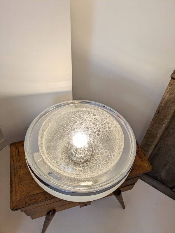 Pair of opaline and Pulegosso Murano glass table lamp, Italy, 1980 - Image 3